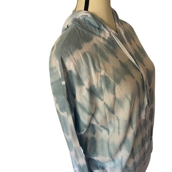 John + Jenn blue wash tie dye knit sweatshirt 100% cotton drawstring hoodie sz S - Picture 7 of 11